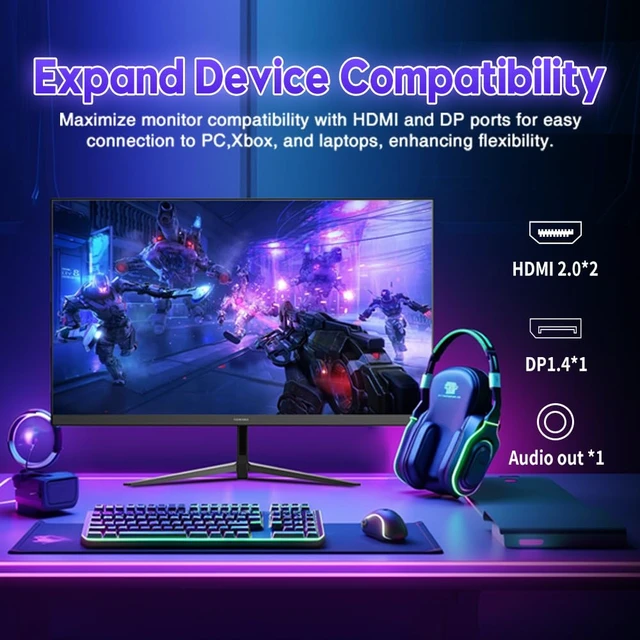 Alt view image 6 of 7 - Gaming Monitor 27 inch 240 Hz 1ms FHD 1920x1080 Computer Monitor 100% sRGB HDR10 HDMI x 2 & DP x 1 Port, Blue Light Filter, Support AdaptiveSync and Wall Mount