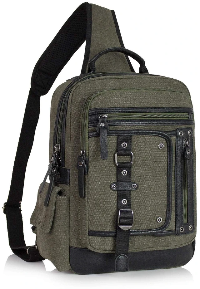 Main image of Cross Body Bag for Men: Large Canvas Sling Backpack Messenger Bag Fits 15.6 Inch Laptop for Work Commute