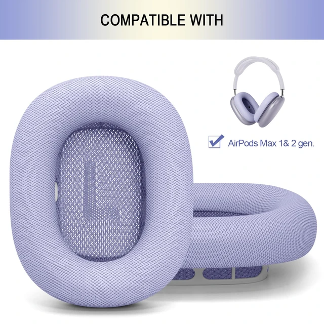Alt view image 2 of 7 - Ear Cushions Replacement for Apple AirPods Max 1 & 2- Cups Headphones Pads Upgraded Earpads Covers Sweatproof Protein Leather Silicone Foam for Workout & Gym (Purple)