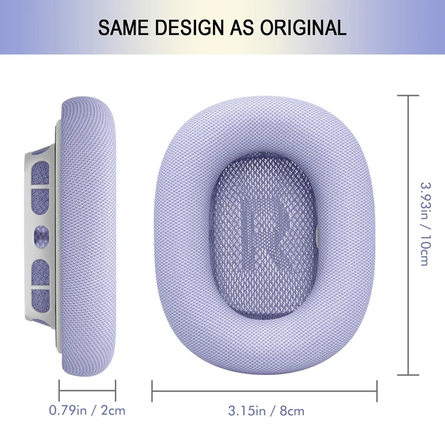Alt view image 4 of 7 - Ear Cushions Replacement for Apple AirPods Max 1 & 2- Cups Headphones Pads Upgraded Earpads Covers Sweatproof Protein Leather Silicone Foam for Workout & Gym (Purple)
