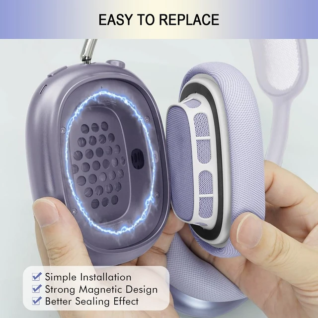 Alt view image 6 of 7 - Ear Cushions Replacement for Apple AirPods Max 1 & 2- Cups Headphones Pads Upgraded Earpads Covers Sweatproof Protein Leather Silicone Foam for Workout & Gym (Purple)