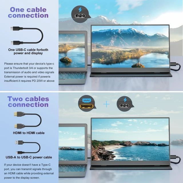Alt view image 3 of 7 - 18.5 Inch Portable Monitor, FHD USB-C HDMI 1080P 100% sRGB Travel Monitors for Laptop, Portable Computer IPS Display w/VESA, External Monitor Portable Screen w/Smart Cover & Speakers