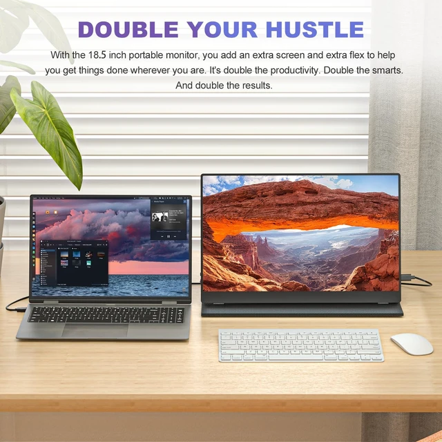 Alt view image 4 of 7 - 18.5 Inch Portable Monitor, FHD USB-C HDMI 1080P 100% sRGB Travel Monitors for Laptop, Portable Computer IPS Display w/VESA, External Monitor Portable Screen w/Smart Cover & Speakers