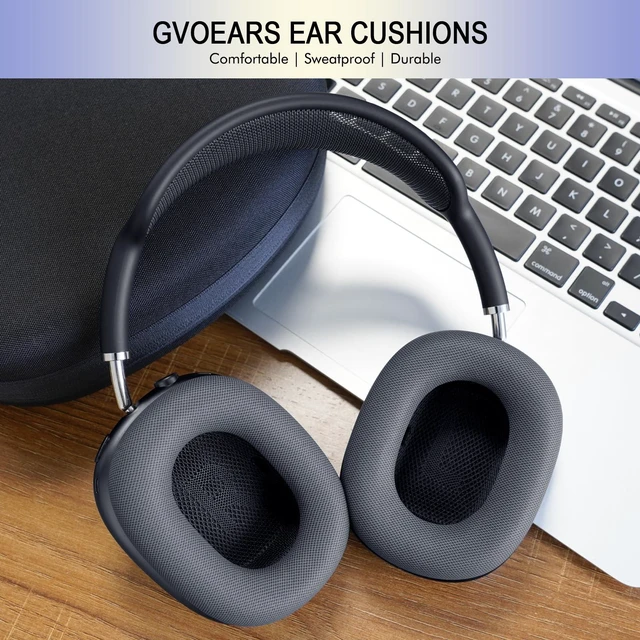 Alt view image 7 of 7 - Ear Cushions Replacement for Apple AirPods Max 1 & 2- Cups Headphones Pads Upgraded Earpads Covers Sweatproof Protein Leather Silicone Foam for Workout & Gym (Midnight)