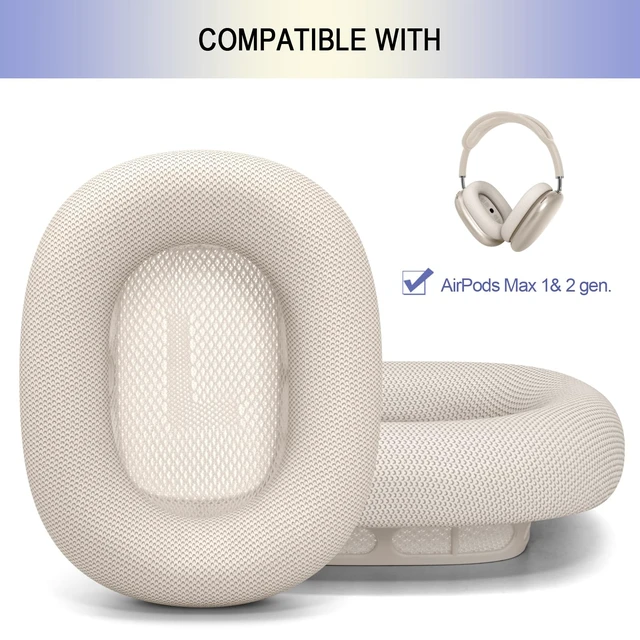 Alt view image 2 of 7 - Ear Cushions Replacement for Apple AirPods Max 1 & 2- Cups Headphones Pads Upgraded Earpads Covers Sweatproof Protein Leather Silicone Foam for Workout & Gym (Starlight)