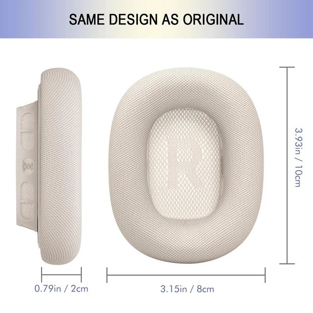 Alt view image 4 of 7 - Ear Cushions Replacement for Apple AirPods Max 1 & 2- Cups Headphones Pads Upgraded Earpads Covers Sweatproof Protein Leather Silicone Foam for Workout & Gym (Starlight)
