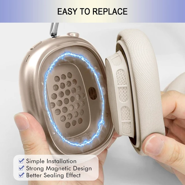 Alt view image 6 of 7 - Ear Cushions Replacement for Apple AirPods Max 1 & 2- Cups Headphones Pads Upgraded Earpads Covers Sweatproof Protein Leather Silicone Foam for Workout & Gym (Starlight)