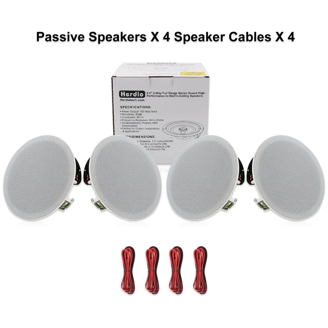 Alt view image 6 of 7 - in Ceiling Speakers, 6.5 Inch 600 Watts Flush Mount Passive Wired for Kitchen,Living Room,Office(4 Speakers)