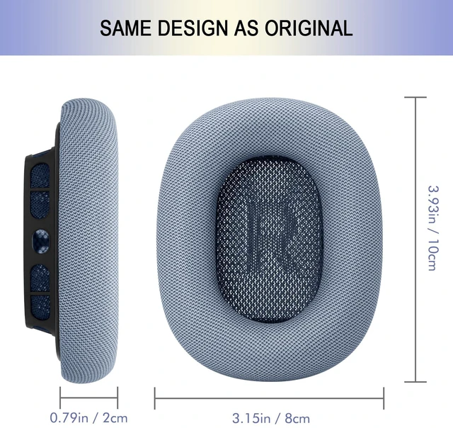 Alt view image 4 of 7 - Ear Cushions Replacement for Apple AirPods Max 1 & 2- Cups Headphones Pads Upgraded Earpads Covers Sweatproof Protein Leather Silicone Foam for Workout & Gym (Light Blue)