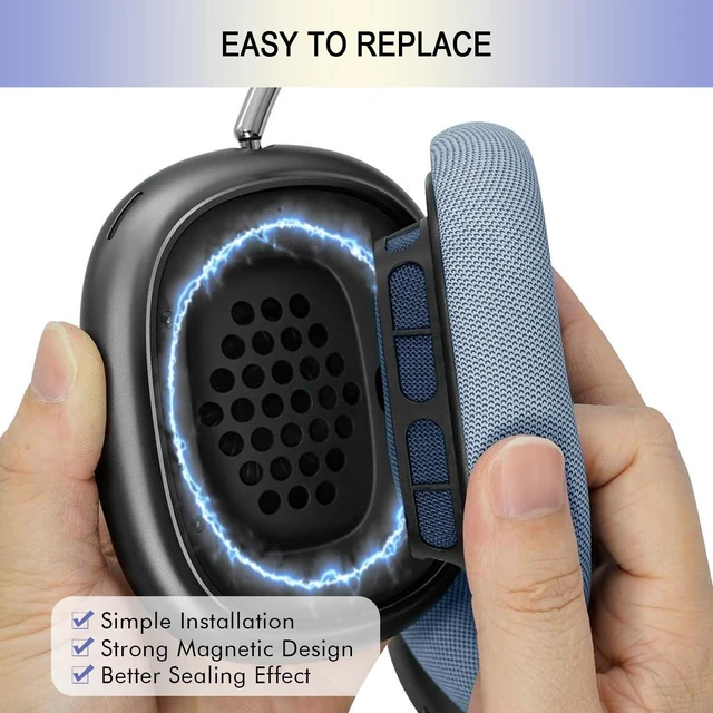 Alt view image 6 of 7 - Ear Cushions Replacement for Apple AirPods Max 1 & 2- Cups Headphones Pads Upgraded Earpads Covers Sweatproof Protein Leather Silicone Foam for Workout & Gym (Light Blue)