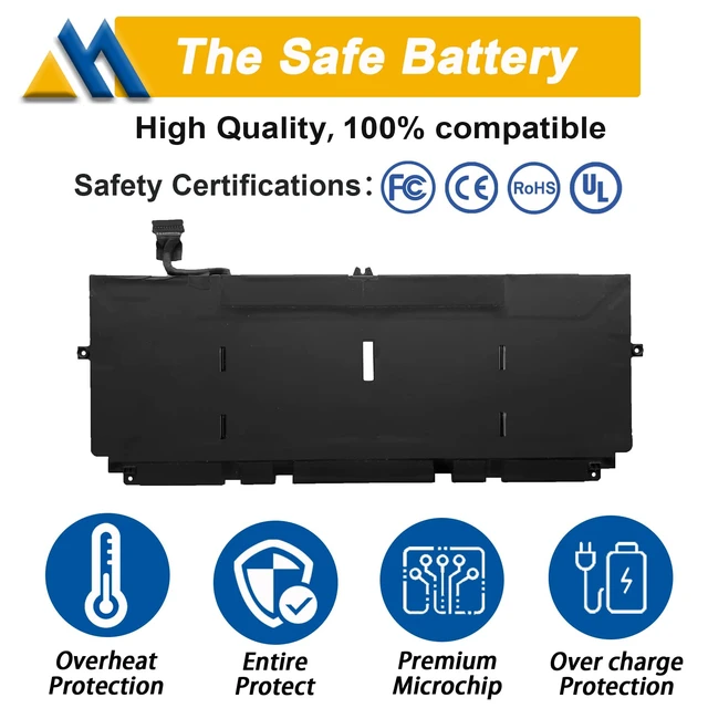Alt view image 3 of 7 - 722KK 52Wh Laptop Battery Replacement for Dell XPS 13 9310 (2020) XPS 13 9300 (2020) XPS 13 9380 (2020) P117G P117G002 P117G001 Series 0WN0N0 WN0N0 02XXFW 2XXFW FP86V 7.6V 6800mAh