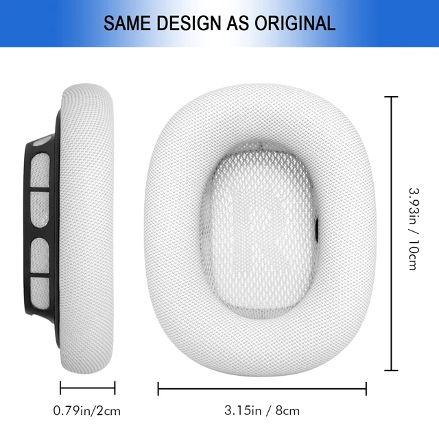 Alt view image 6 of 7 - Ear Cushions Replacement for AirPods Max - Upgraded Ear Cups for Apple Headphones - GVOEARS Ear Pads Cover with Protein Leather Memory Foam (White)