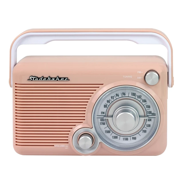Alt view image 3 of 5 - SB2002RG Portable AM/FM Radio with Headphone Jack and Aux-in Jack with AC/DC Power (Rose Gold/White)