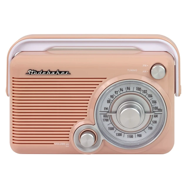 Alt view image 2 of 5 - SB2002RG Portable AM/FM Radio with Headphone Jack and Aux-in Jack with AC/DC Power (Rose Gold/White)