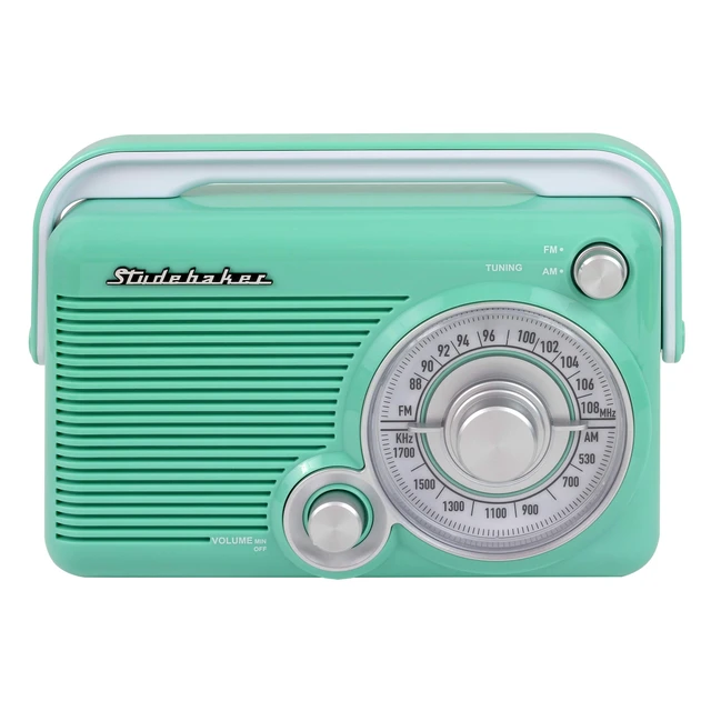 Alt view image 2 of 4 - SB2002TE Portable AM/FM Radio with Headphone Jack and Aux-in Jack with AC/DC Power (Teal/White)