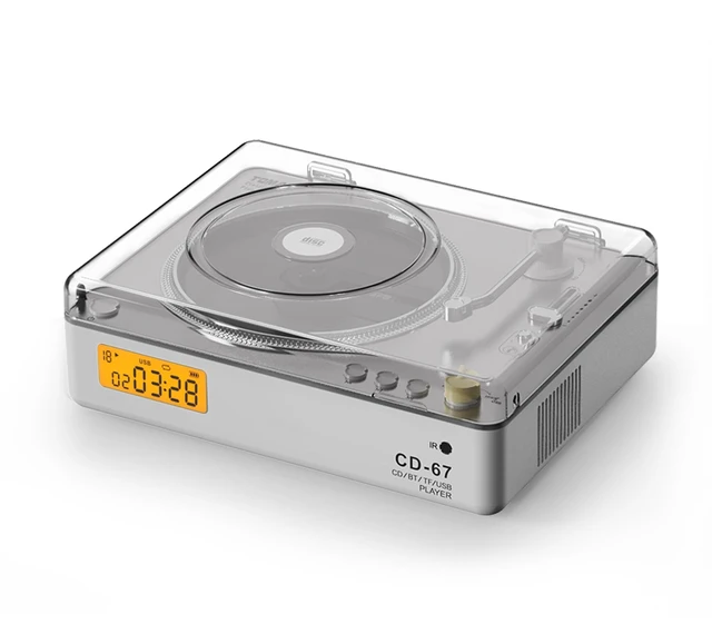 Main image of CD Player Portable with HiFi Speakers, Bluetooth Transmitter & Receiver, Retro Rechargeable Desktop Music Player for Home with Remote, USB/TF/AUX, Festival Gift White