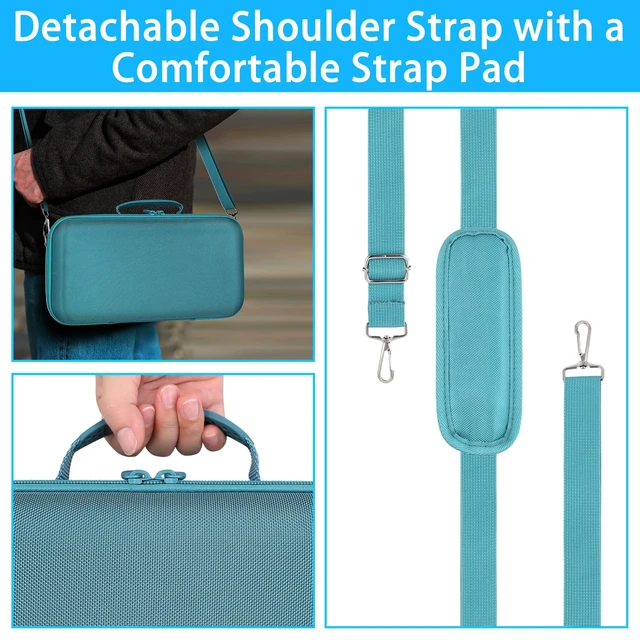 Alt view image 7 of 7 - for Bose SoundLink Max Portable Speaker Hard Travel Case, Blue EVA Hard Shell, Dedicated Compartment, Accessory Storage, Silicone Hand Strap, Detachable Shoulder Strap, Shock Protection