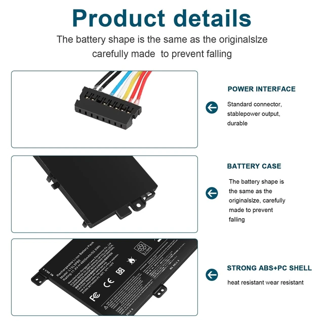 Alt view image 4 of 7 - L15L3PB0 L15M3PB0 Laptop Battery Replacement for Lenovo Flex 5 1570 1470 IdeaPad 320S-14IKB 320S-15ABR 320S-15AST 320S-15IKB 320S-15ISK 520S-14IKB Series L15M3PB0 Type-A