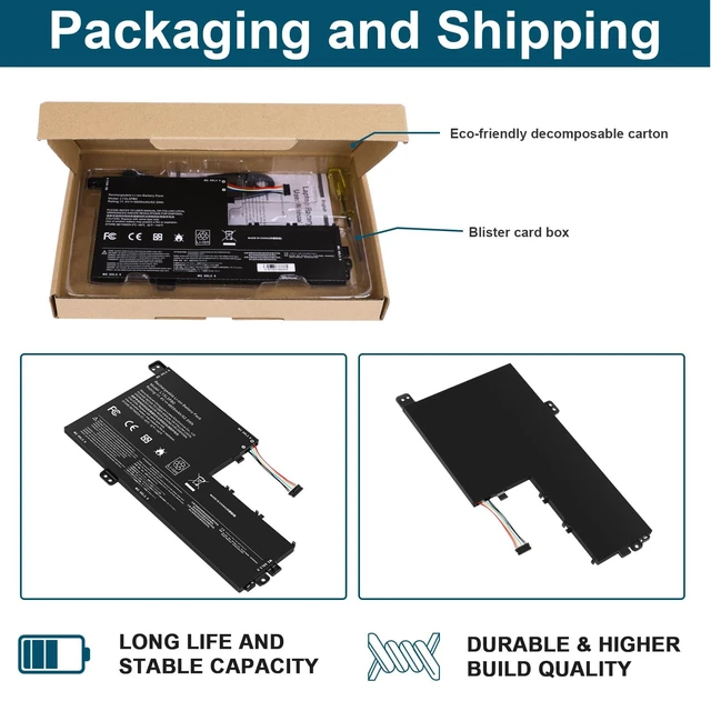 Alt view image 7 of 7 - L15L3PB0 L15M3PB0 Laptop Battery Replacement for Lenovo Flex 5 1570 1470 IdeaPad 320S-14IKB 320S-15ABR 320S-15AST 320S-15IKB 320S-15ISK 520S-14IKB Series L15M3PB0 Type-A