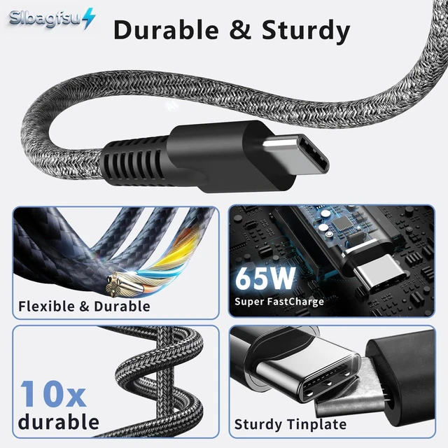 Alt view image 4 of 7 - New Slim 65W USB C Laptop Charger for HP Envy X360 Computer Power Cord for HP OmniBook, EliteBook, Spectre X360, Elite x2, ProBook, Zbook, Chromebook Series Type C AC Adapter