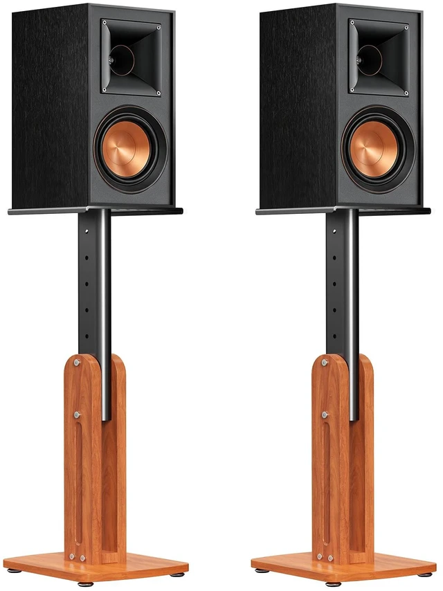 Main image of Solid Wood Speaker Stands Pair for Studio Monitor and Bookshelf Speakers Height Adjustable Floor Speaker Stands for Klipsch, ELAC, JBL, KEF, Edifier Surround Sound Hold Up to 50 Lbs (Walnut)