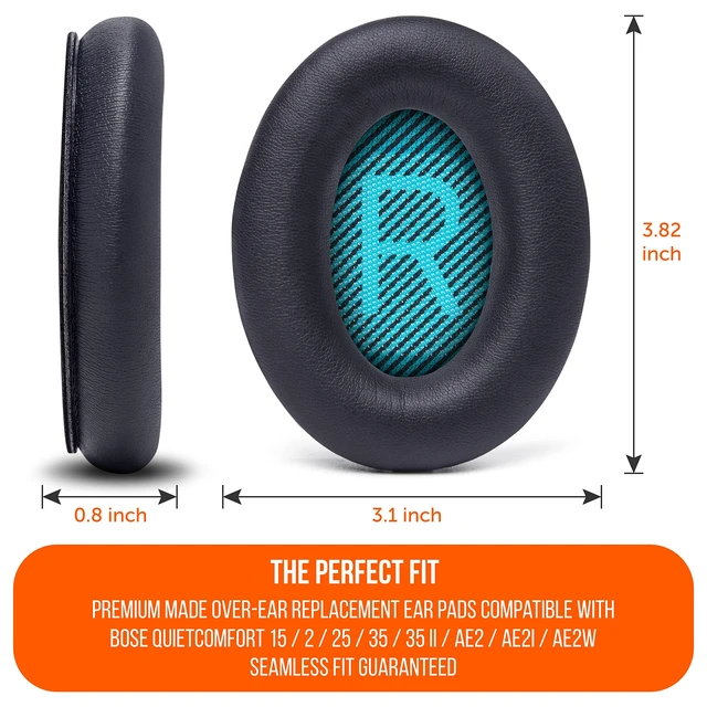 Alt view image 5 of 7 - PadZ QC25 - Upgraded Ear Pads for Bose QC15, QC25, QC35 & 35ii Made by Wicked Cushions Also fits QC2, AE2, AE2i, AE2W & Soundlink. Softer Leather, Luxury Memory Foam Black