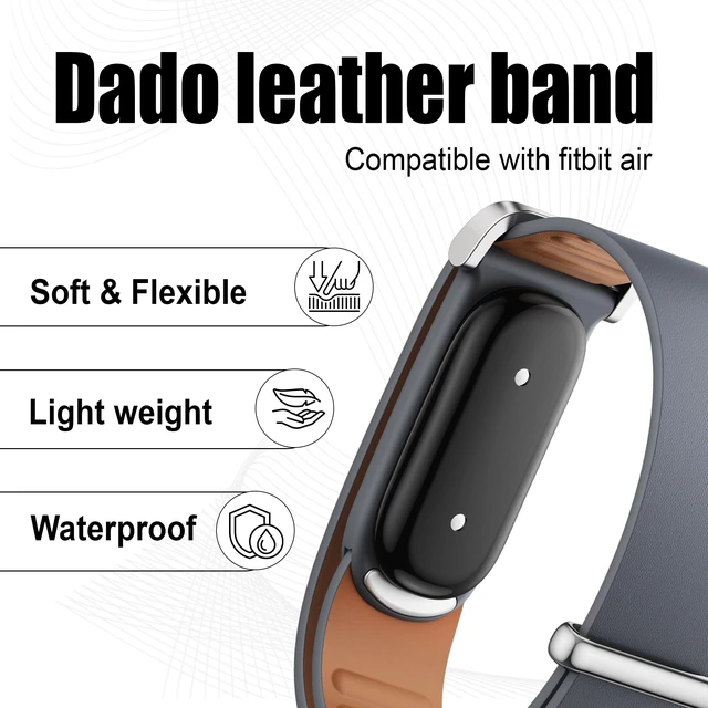 Alt view image 5 of 7 - Top-Grain Cowhide Leather Band Compatible with Google Fitbit Air, Genuine Leather Replacement Strap, Soft Comfortable Wristband for Men and Women