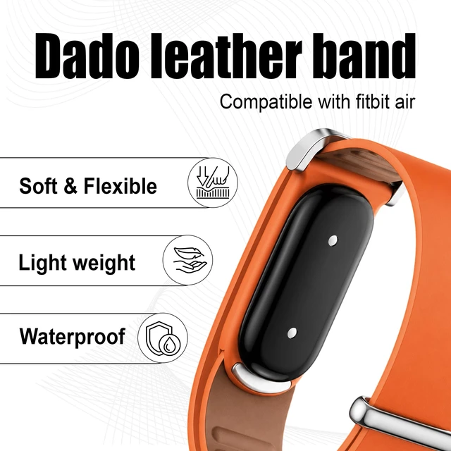Alt view image 5 of 7 - Top-Grain Cowhide Leather Band Compatible with Google Fitbit Air, Genuine Leather Replacement Strap, Soft Comfortable Wristband for Men and Women