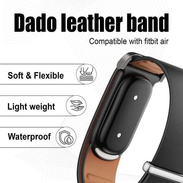 Alt view image 5 of 7 - Top-Grain Cowhide Leather Band Compatible with Google Fitbit Air, Genuine Leather Replacement Strap, Soft Comfortable Wristband for Men and Women