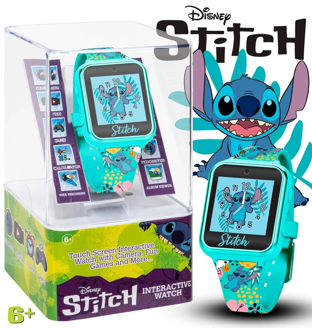 Alt view image 2 of 6 - Disney Stitch Kids Smartwatch with Touchscreen, Camera, Games, Timer, Step Counter, Alarm & Calculator Fun Interactive Watch with 10 Faces & Printed Silicone Strap Fits Wrists 5.5" to 8"