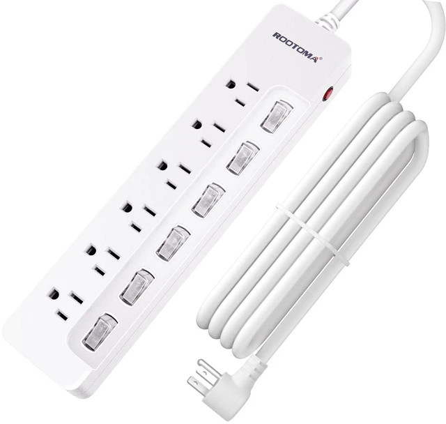 Main image of 10FT Heavy Duty Extension Cord with Individual Switches on Off, 1875W Appliance Extension Cord with Surge Protector, 6 outlets, High Wattage for Microwave, Aquarium, Kitchen, Garage Must Have