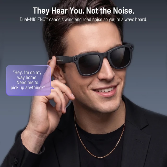 Alt view image 6 of 7 - Upgraded AI Smart Glasses, 4K POV Camera, Open-Ear Audio & Blue Light Lens 8MP Video Recording Glasses & Audio, Real-Time Translation, Voice Control. IP67 Waterproof for Life Vlog Travel
