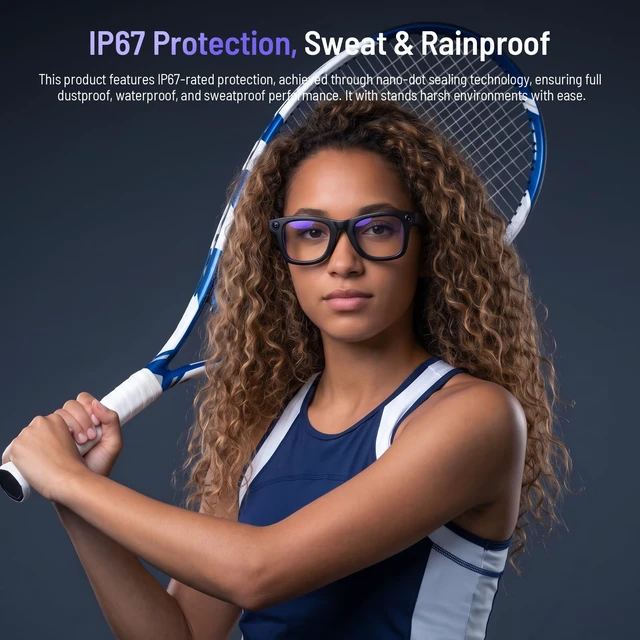 Alt view image 7 of 7 - Upgraded AI Smart Glasses, 4K POV Camera, Open-Ear Audio & Blue Light Lens 8MP Video Recording Glasses & Audio, Real-Time Translation, Voice Control. IP67 Waterproof for Life Vlog Travel