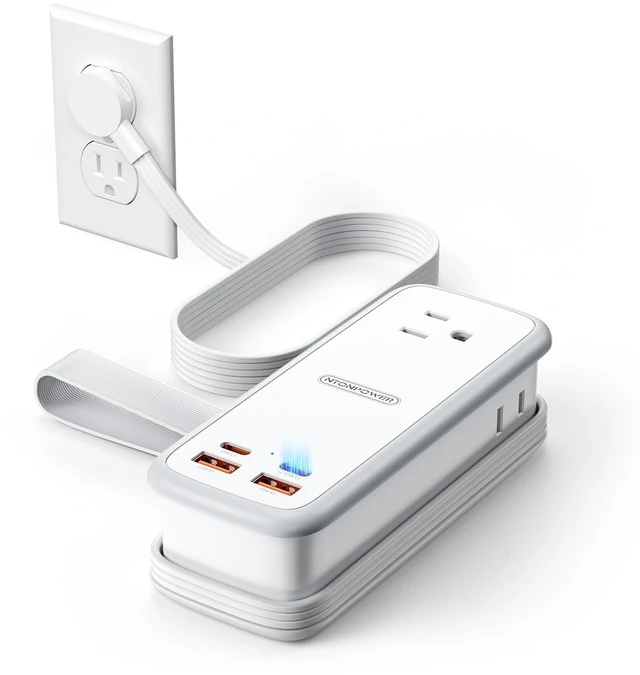 Main image of 100W GAN Ultra Travel Power Strip, 7-in-1 USB C Charging Station with 3 Outlets 4 USB (2 Fast Charge)& 5ft Extension Cord, Compact Desktop Charger for MacBook, iPhone, Cruise, Office, White