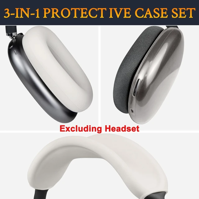 Alt view image 6 of 7 - Protective Kit for AirPods Max 2/1 (2026/2024/2020, USB-C/Lightning), Headband Cover + TPU Case Protector + Silicone Ear Pad Covers, Sweatproof, Washable, Anti-Scratch (Starlight)