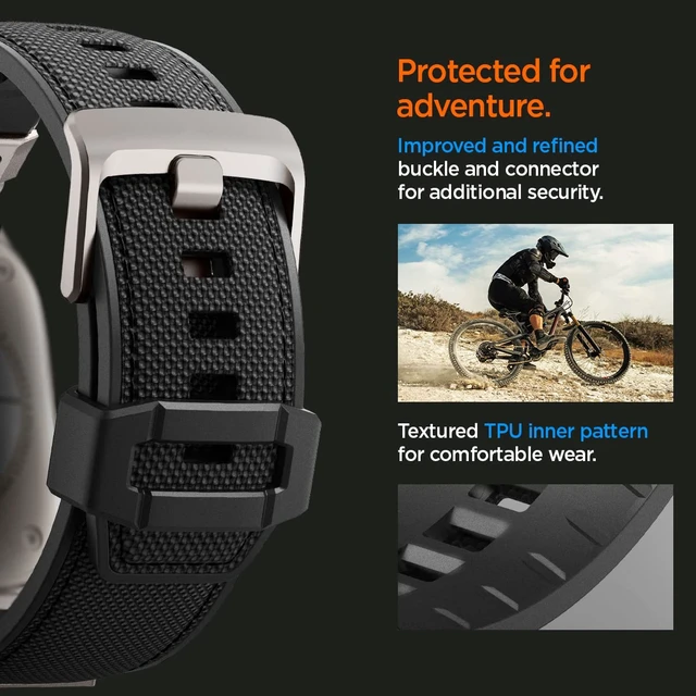 Alt view image 5 of 7 - DuraPro Armor for Apple Watch Band, Durable Metal Connector Strap For Apple Watch Ultra 4/3/2/1 49mm, Series 12/11/10 46mm, 9/8/7 45mm, SE3/SE2/SE/6/5/4 44mm, 3/2/1 42mm, Fabric Black