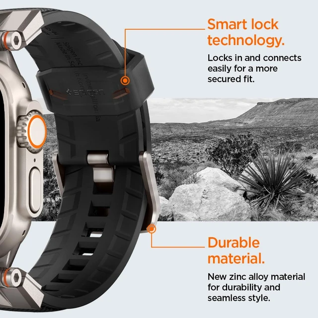 Alt view image 7 of 7 - DuraPro Armor for Apple Watch Band, Durable Metal Connector Strap For Apple Watch Ultra 4/3/2/1 49mm, Series 12/11/10 46mm, 9/8/7 45mm, SE3/SE2/SE/6/5/4 44mm, 3/2/1 42mm, Fabric Black
