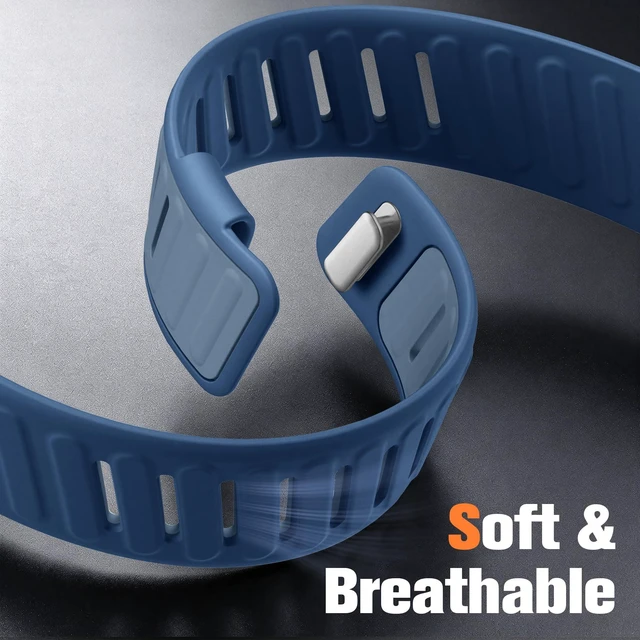 Alt view image 3 of 7 - Silicone Sport Band Compatible with Whoop 5.0/MG, One, Peak & Life Upgrade Soft & Comfortable Silicone Waterproof Breathable Adjustable Replacement Wristbands for Men Women Accessories, Blue