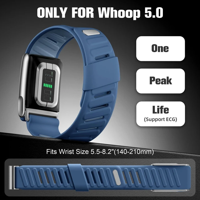 Alt view image 5 of 7 - Silicone Sport Band Compatible with Whoop 5.0/MG, One, Peak & Life Upgrade Soft & Comfortable Silicone Waterproof Breathable Adjustable Replacement Wristbands for Men Women Accessories, Blue