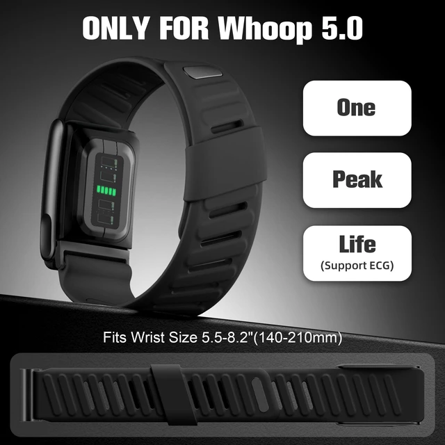 Alt view image 5 of 7 - Silicone Sport Band Compatible with Whoop 5.0/MG, One, Peak & Life Upgrade Soft & Comfortable Silicone Waterproof Breathable Adjustable Replacement Wristbands for Men Women Accessories, Black