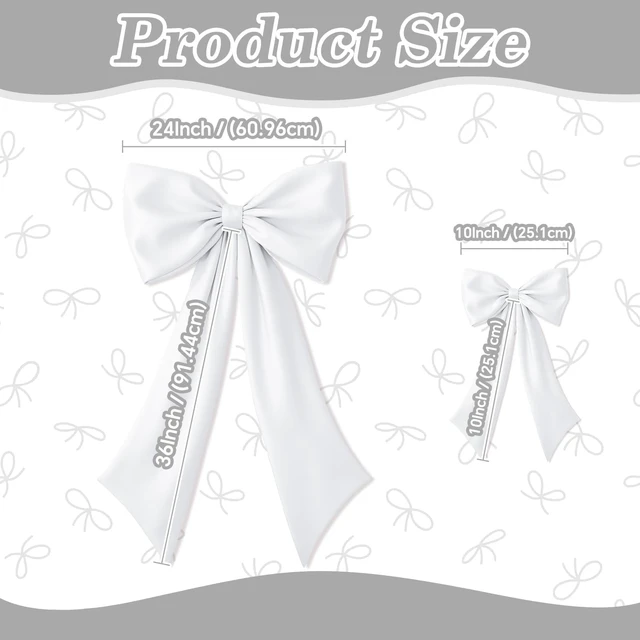 Alt view image 2 of 7 - White Bow Decor 2 Pack, Large and Small Size Bow Wall Decor Coquette White Bow Backdrop For Girls Room, Two Size Bow Decorations For Birthday Bridal Shower Wedding Christmas Party Decor