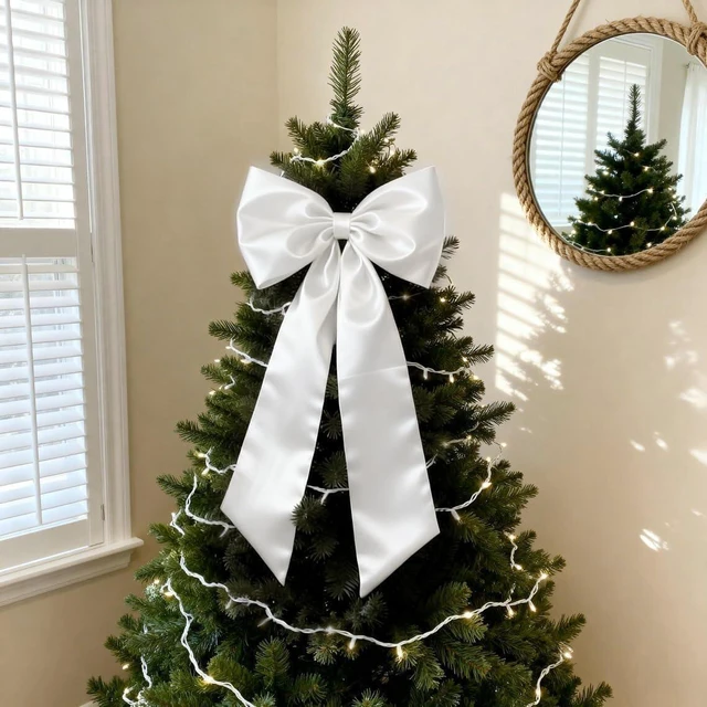 Alt view image 6 of 7 - White Bow Decor 2 Pack, Large and Small Size Bow Wall Decor Coquette White Bow Backdrop For Girls Room, Two Size Bow Decorations For Birthday Bridal Shower Wedding Christmas Party Decor
