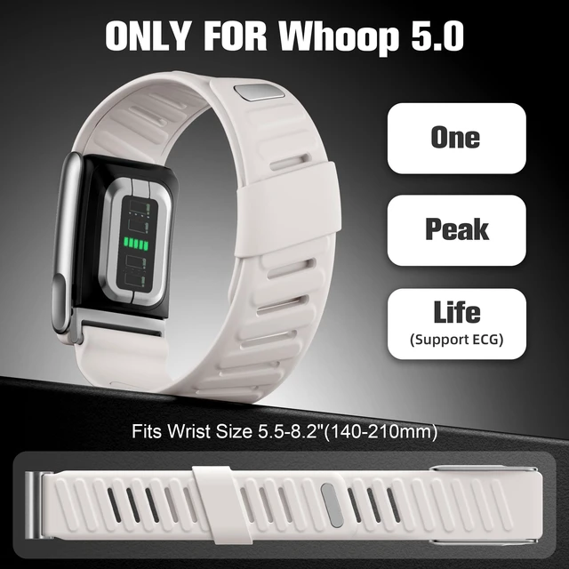 Alt view image 5 of 7 - Silicone Sport Band Compatible with Whoop 5.0/MG, One, Peak & Life Upgrade Soft & Comfortable Silicone Waterproof Breathable Adjustable Replacement Wristbands for Men Women Accessories