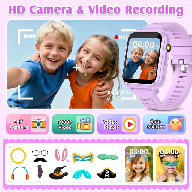 Alt view image 4 of 7 - Smart Watch for Kids with 39 Games,Camera,Video,Music Player,Recorder,Alarm,Pedometer,Flashlight,Stopwatch,HD Touch Screen,Birthday Gift Toy for Girls Ages 3-12(Purple)