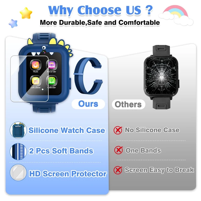 Alt view image 3 of 7 - Smart Watch for Kids with 39 Games,Camera,Video,Music Player,Recorder,Alarm,Pedometer,Flashlight,Stopwatch,HD Touch Screen,Birthday Gift Toy for Boys Ages3-12(Blue)
