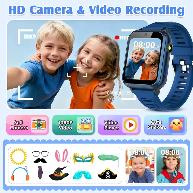 Alt view image 4 of 7 - Smart Watch for Kids with 39 Games,Camera,Video,Music Player,Recorder,Alarm,Pedometer,Flashlight,Stopwatch,HD Touch Screen,Birthday Gift Toy for Boys Ages3-12(Blue)
