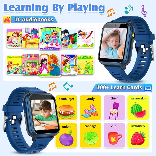 Alt view image 7 of 7 - Smart Watch for Kids with 39 Games,Camera,Video,Music Player,Recorder,Alarm,Pedometer,Flashlight,Stopwatch,HD Touch Screen,Birthday Gift Toy for Boys Ages3-12(Blue)