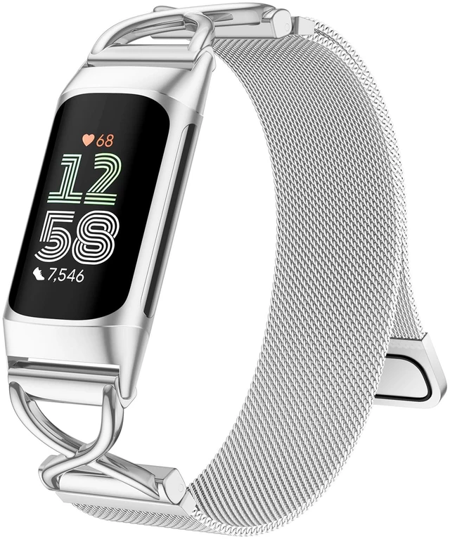 Main image of X-Shape Metal Band Compatible with Fitbit Charge 6/ Charge 5 Bands for Women Men, Soft Stainless Steel Mesh Loop Strap Bracelet Wrist Band Replacement for Fitbit Charge 5/ Charge 6 Fitness Tracker