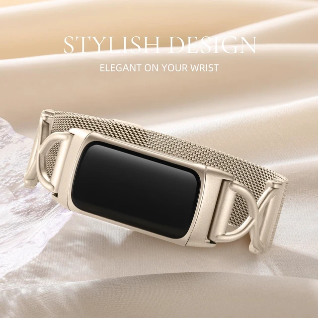 Alt view image 5 of 7 - X-Shape Metal Band Compatible with Fitbit Charge 6/ Charge 5 Bands for Women Men, Soft Stainless Steel Mesh Loop Strap Bracelet Wrist Band Replacement for Fitbit Charge 5/ Charge 6 Fitness Tracker