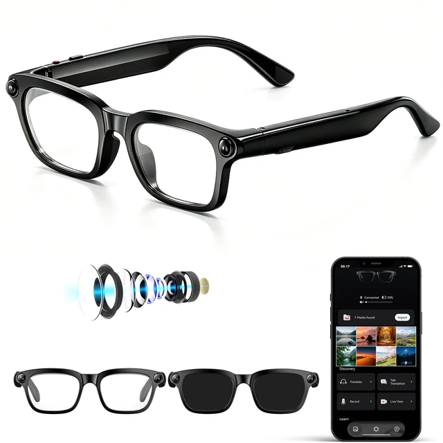 Main image of Ai Smart Glasses with Camera and Bluetooth Audio,4K Video Recording AI glasses 4k video recording;translation;photo capture;bluetooth,audio music;AI assistant;object recognition;for men,women
